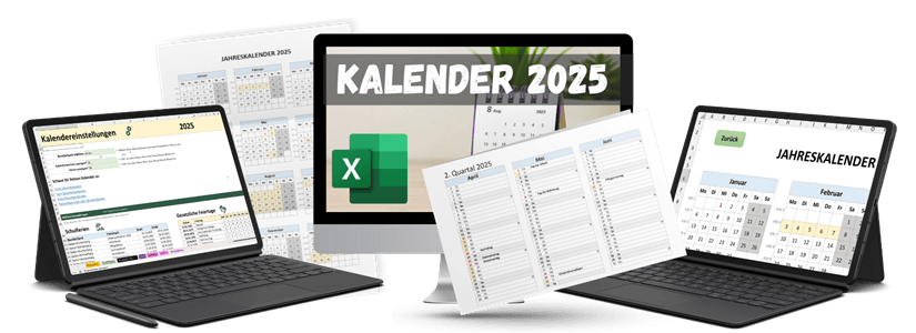 Excel Kalender 2025 Vorlage Produktbild