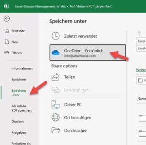 So speicherst Du eine Excel Datei in OneDrive