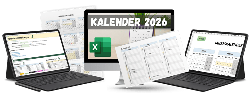 Excel Kalender 2026 Vorlage Produktbild