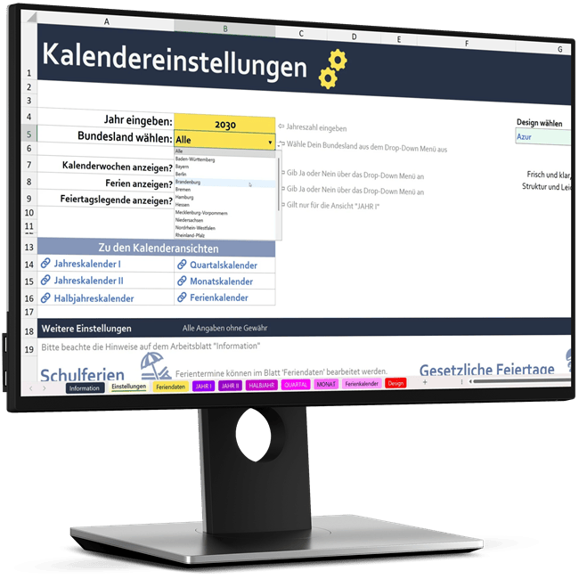 Desktop Kalendereinstellungen ewiger Kalender