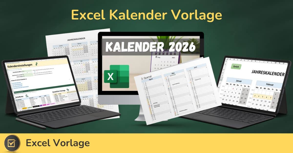 Excel Kalender Vorlage 2026 mit Ferien & Feiertagen (DACH)
